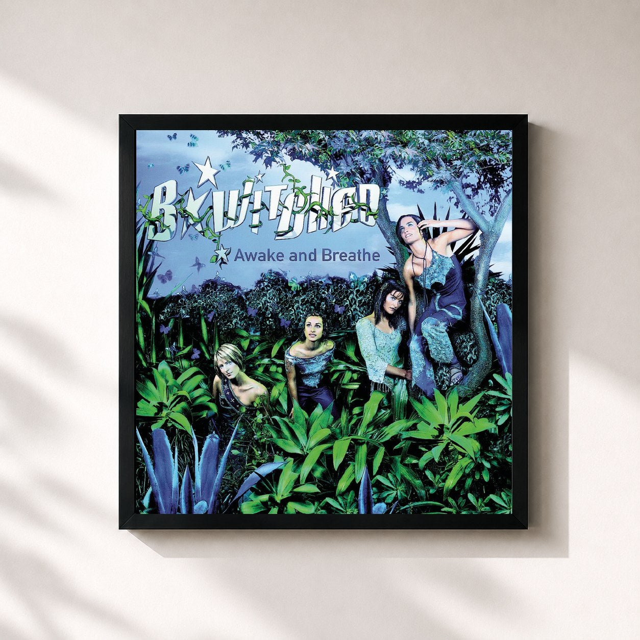 #noir Tableau carré de l'album Awake And Breathe de B*Witched, cadre noir 32x32 cm