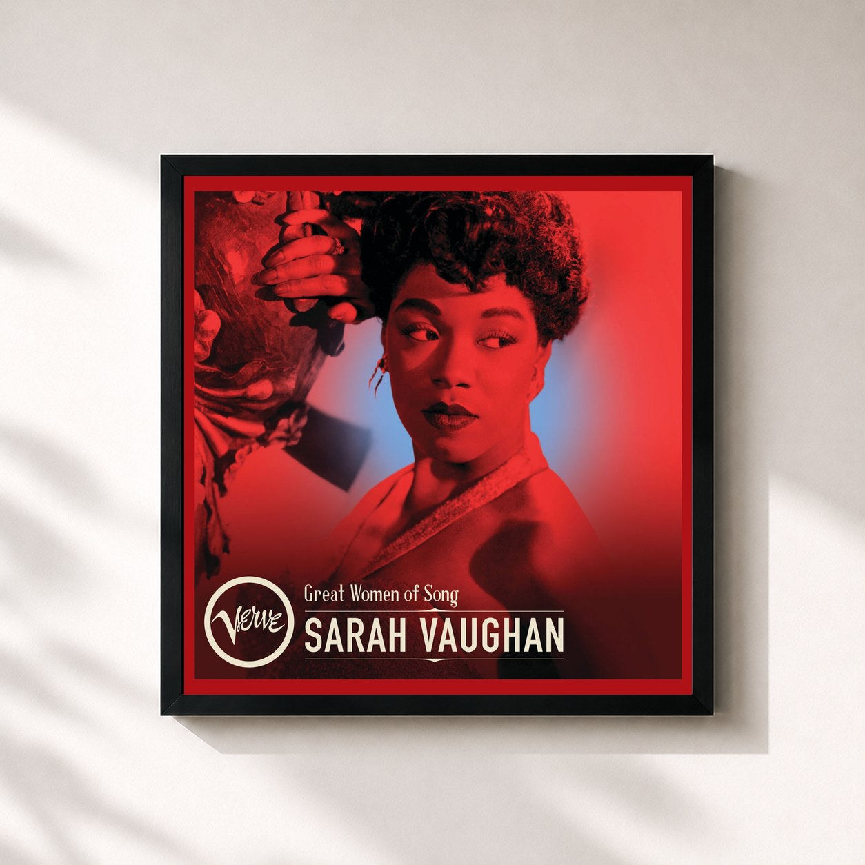 #noir Tableau carré de l'album Great Women Of Song: Sarah Vaughan de Sarah Vaughan, cadre noir 32x32 cm