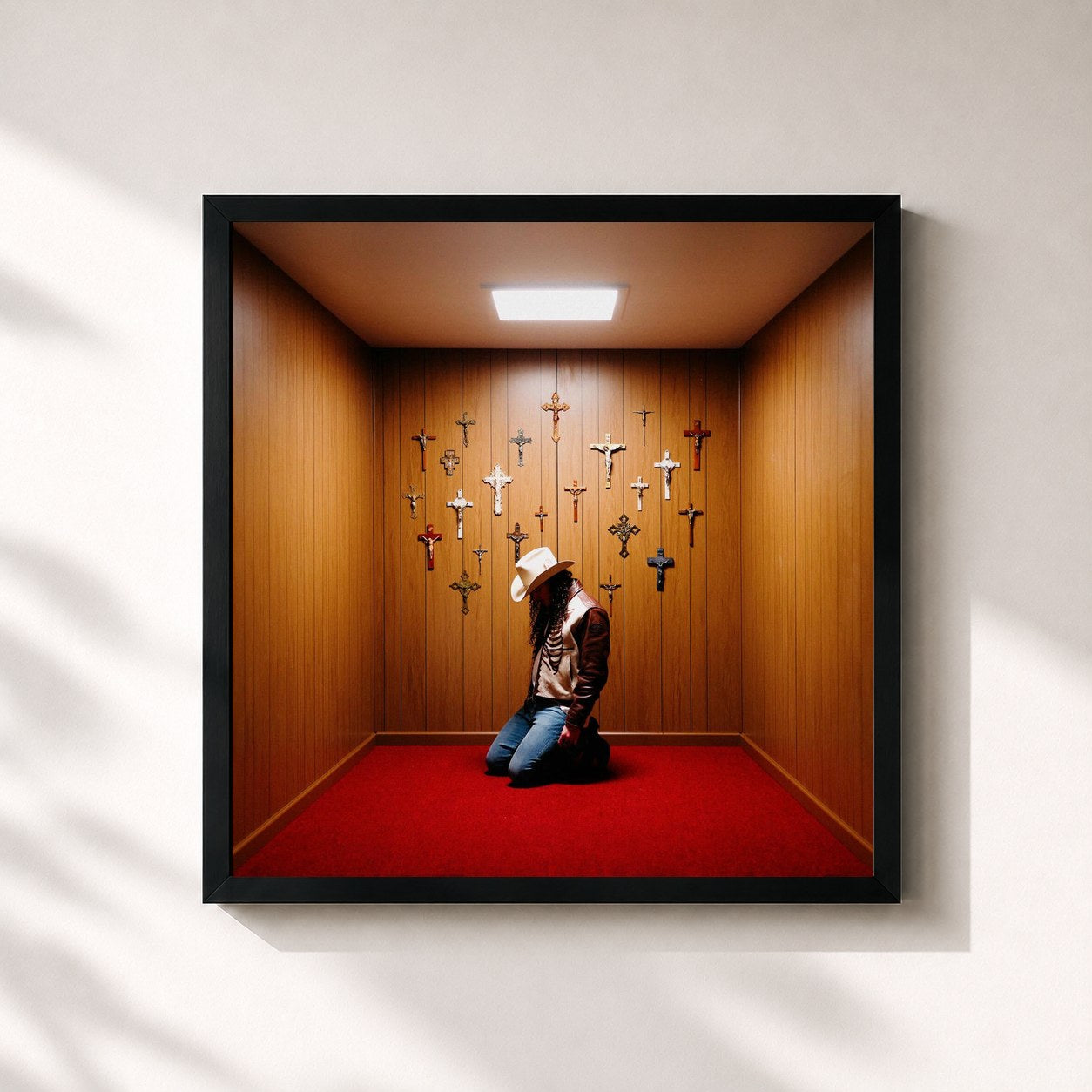 #noir Tableau carré de l'album Daddy's DNA de Brandon Lake, cadre noir 32x32 cm