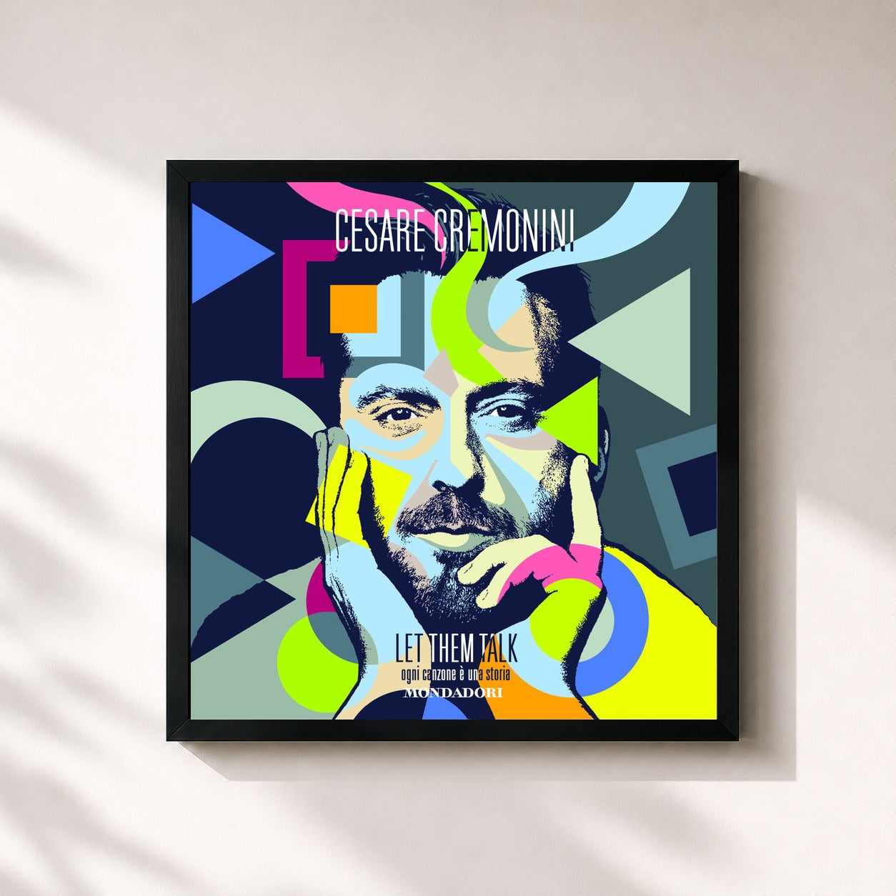 #noir Tableau carré de l'album Let them talk (Ogni canzone è una storia) de Cesare Cremonini, cadre noir 32x32 cm
