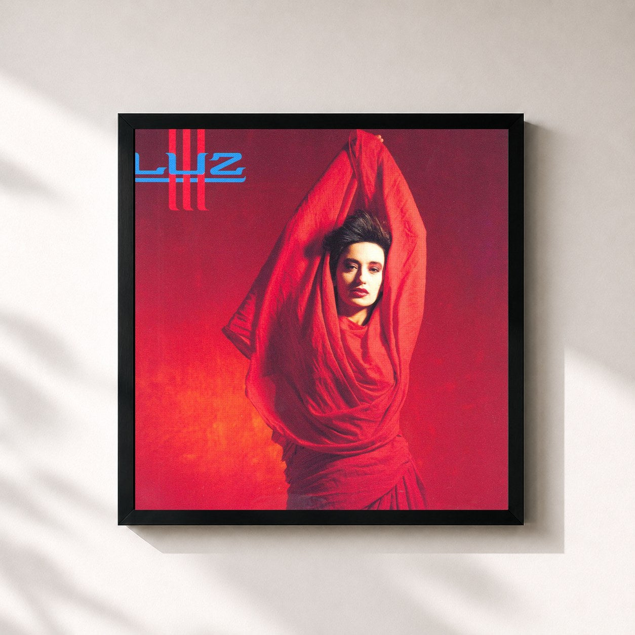 #noir Tableau carré de l'album Luz III de Luz Casal, cadre noir 32x32 cm