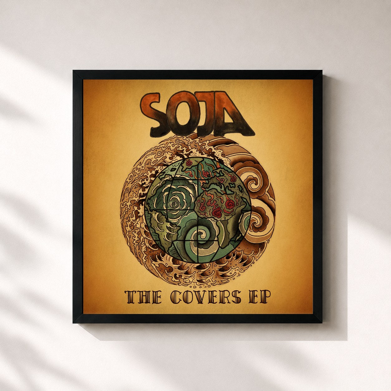 #noir Tableau carré de l'album The Covers EP de SOJA, cadre noir 32x32 cm