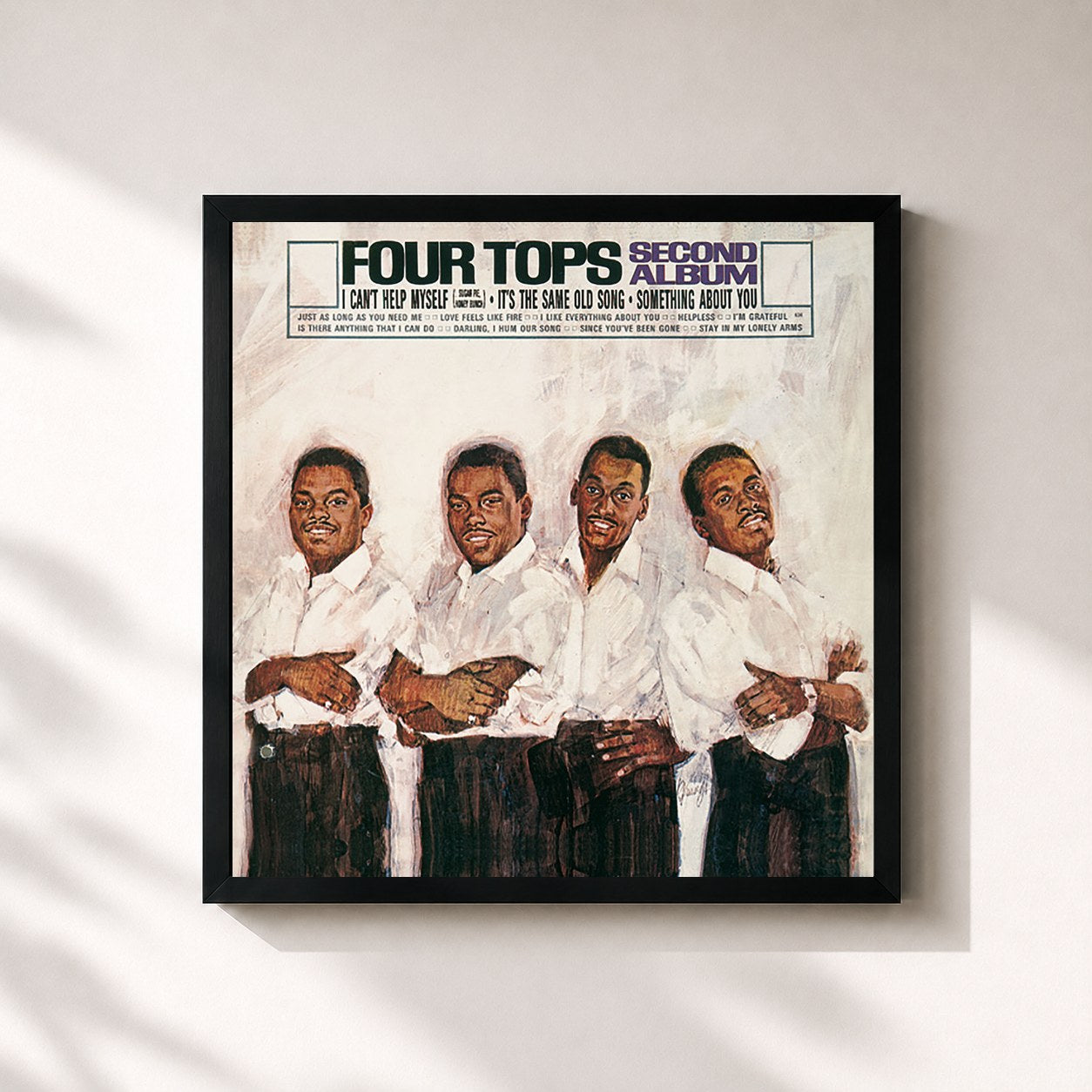 #noir Tableau carré de l'album Four Tops - Second Album de Four Tops, cadre noir 32x32 cm