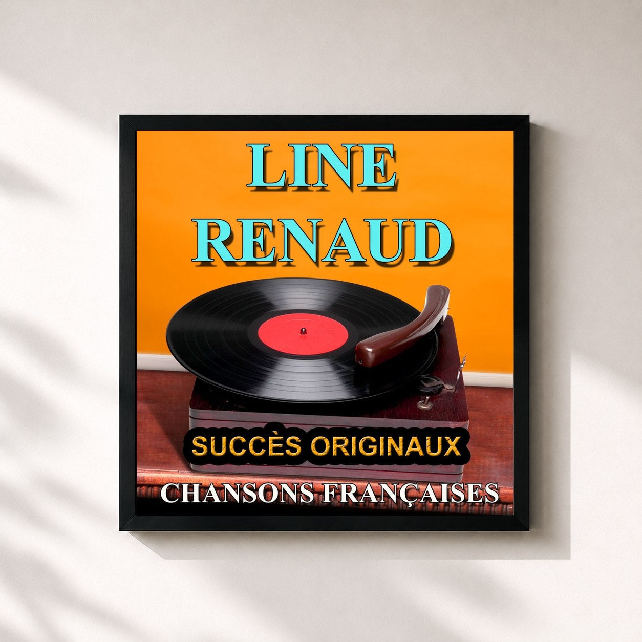 #noir Tableau carré de l'album Chansons françaises (Succès originaux) de Line Renaud, cadre noir 32x32 cm