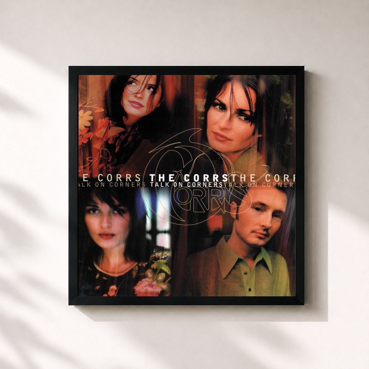 #noir Tableau carré de l'album Talk on Corners de The Corrs, cadre noir 32x32 cm