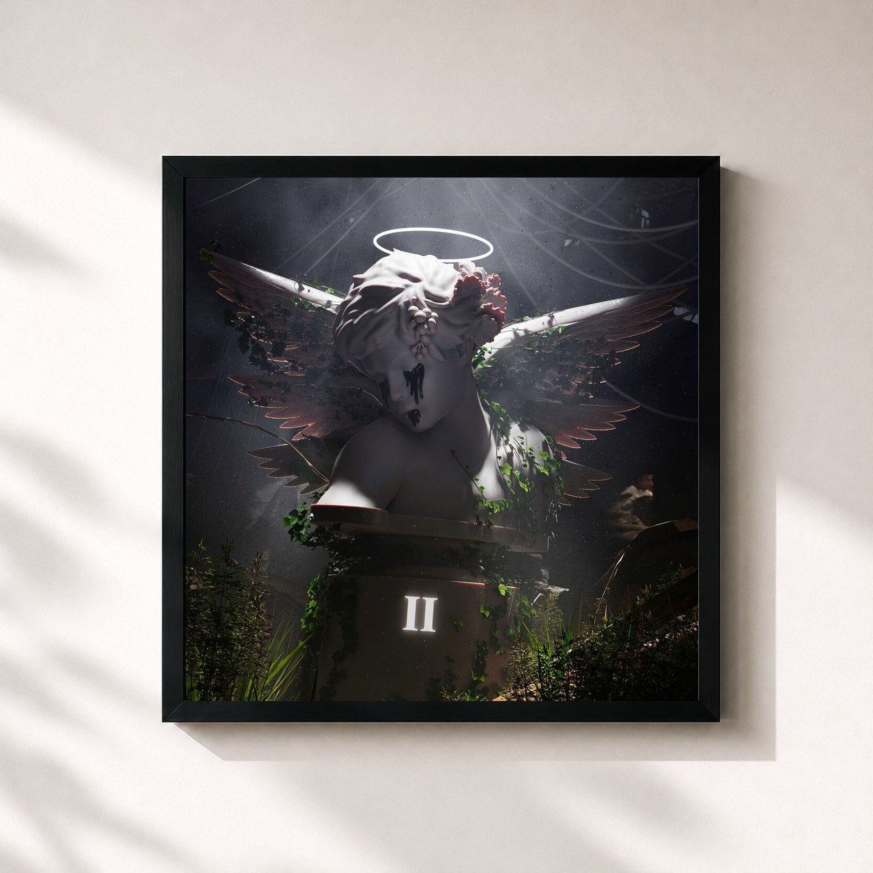 #noir Tableau carré de l'album $AD BOYZ 4 LIFE II de Junior H, cadre noir 32x32 cm