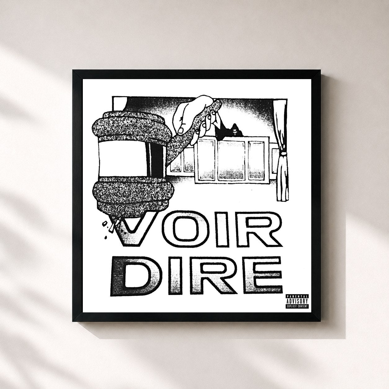 #noir Tableau carré de l'album VOIR DIRE de Earl Sweatshirt, cadre noir 32x32 cm