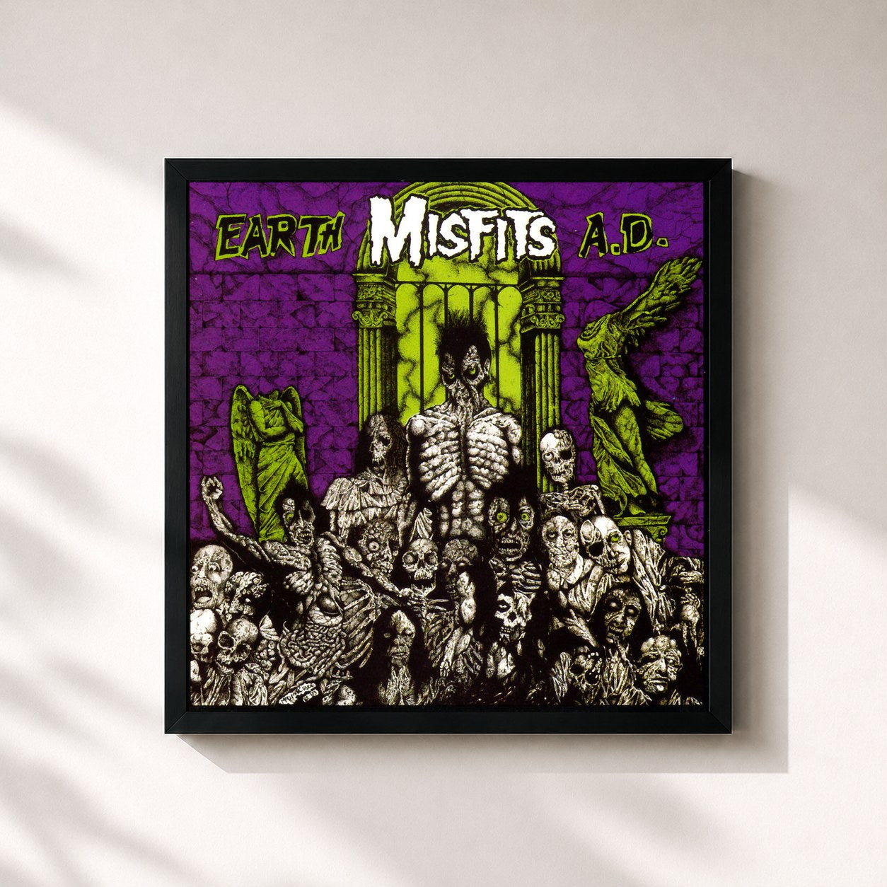 #noir Tableau carré de l'album Earth A.D. / Die, Die My Darling de Misfits, cadre noir 32x32 cm