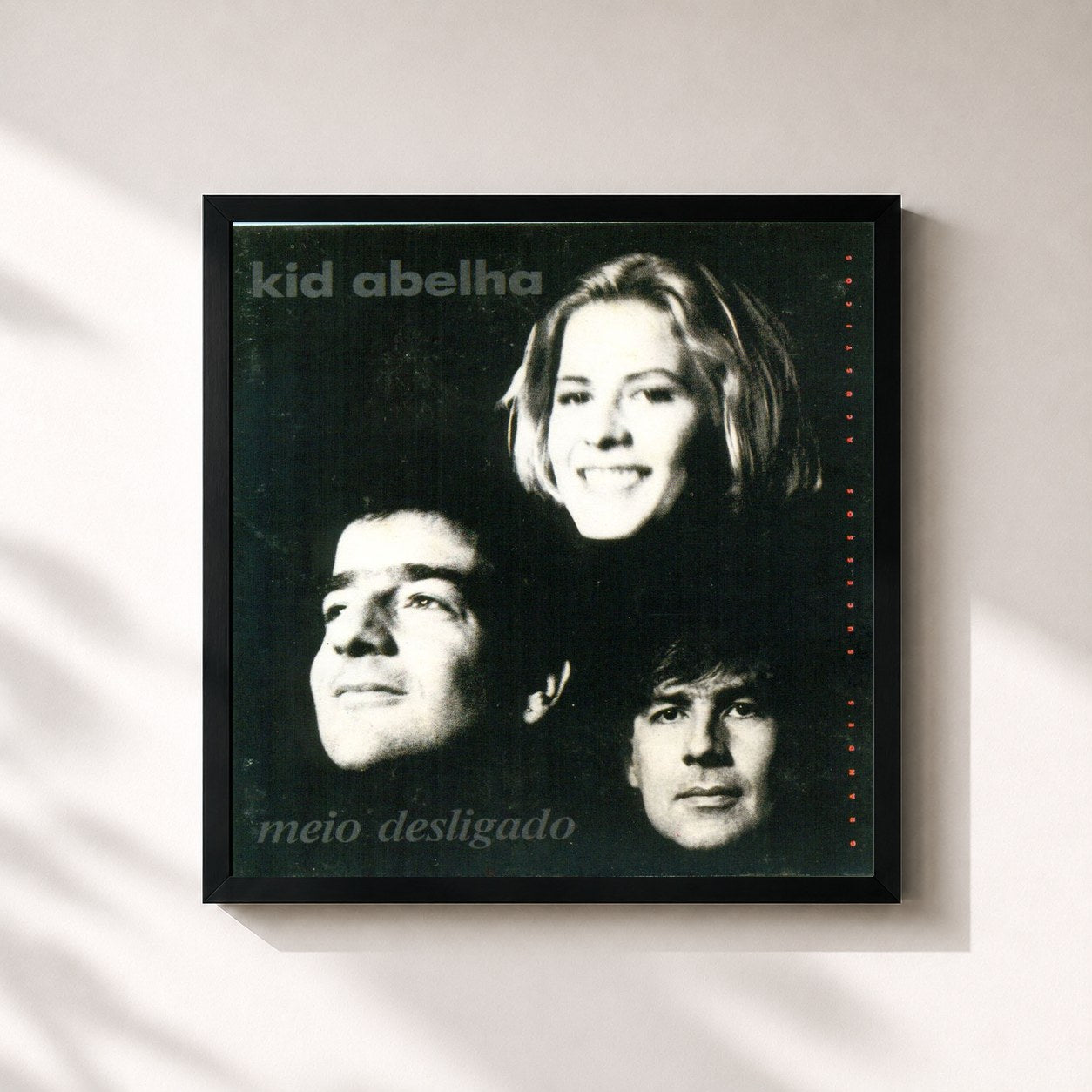 #noir Tableau carré de l'album Meio Desligado (Acústico) de Kid Abelha, cadre noir 32x32 cm