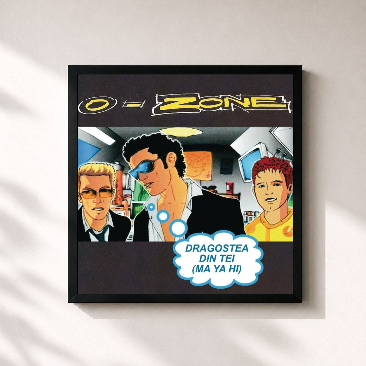 #noir Tableau carré de l'album Dragostea din tei de O-Zone, cadre noir 32x32 cm