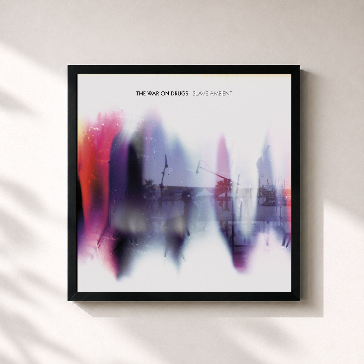 #noir Tableau carré de l'album Slave Ambient de The War On Drugs, cadre noir 32x32 cm