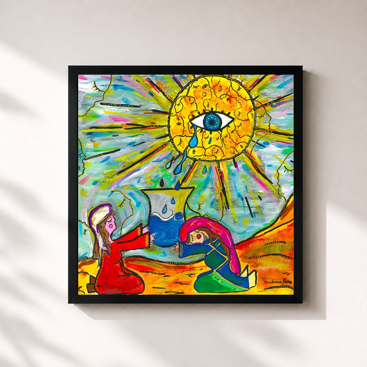 #noir Tableau carré de l'album Les prières - guérir de Barbara Pravi, cadre noir 32x32 cm