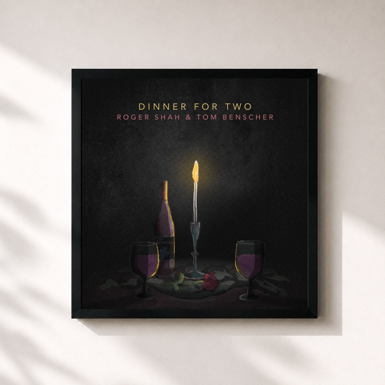 #noir Tableau carré de l'album Dinner for Two de Roger Shah, cadre noir 32x32 cm