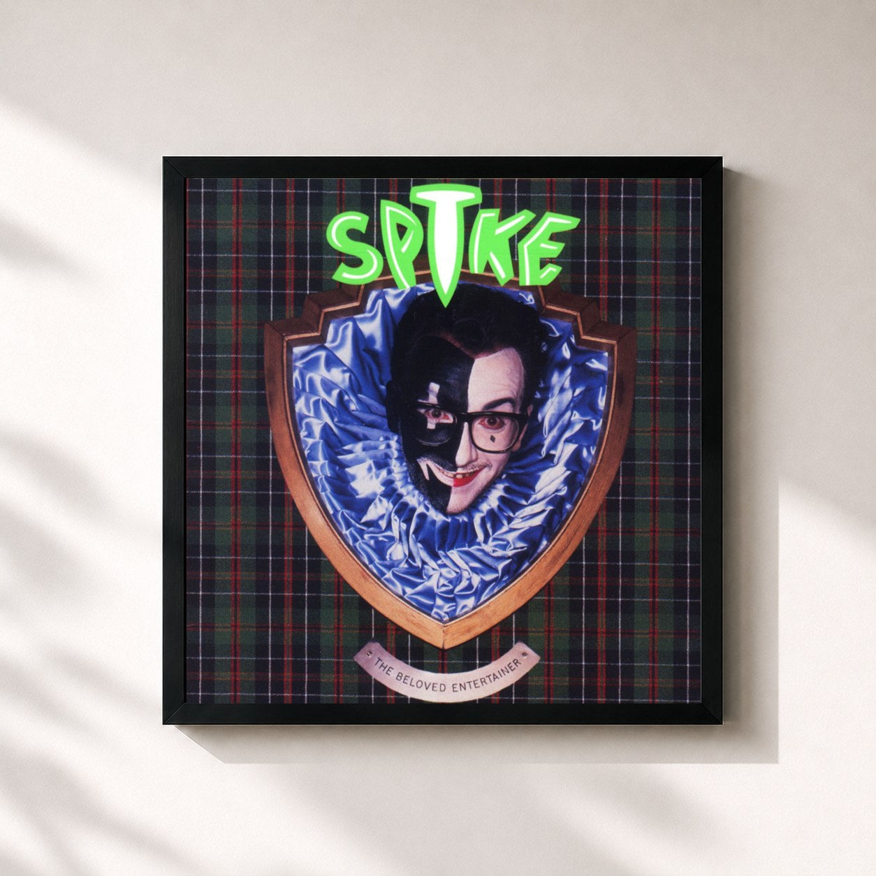 #noir Tableau carré de l'album Spike de Elvis Costello, cadre noir 32x32 cm