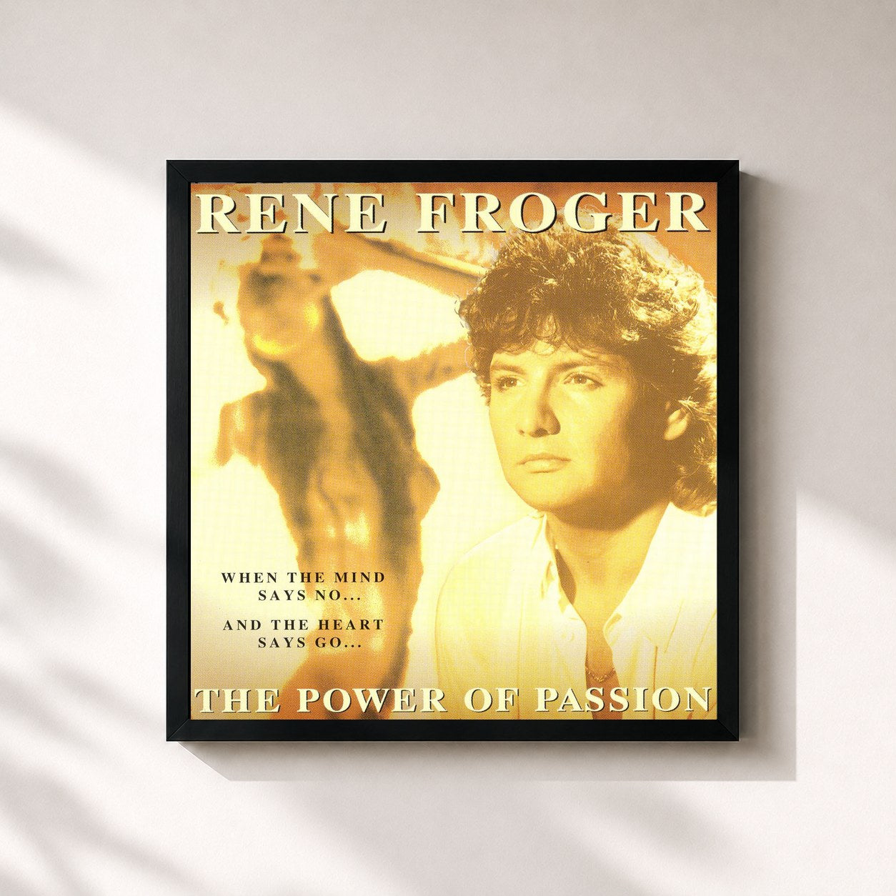 #noir Tableau carré de l'album Power Of Passion de Rene Froger, cadre noir 32x32 cm