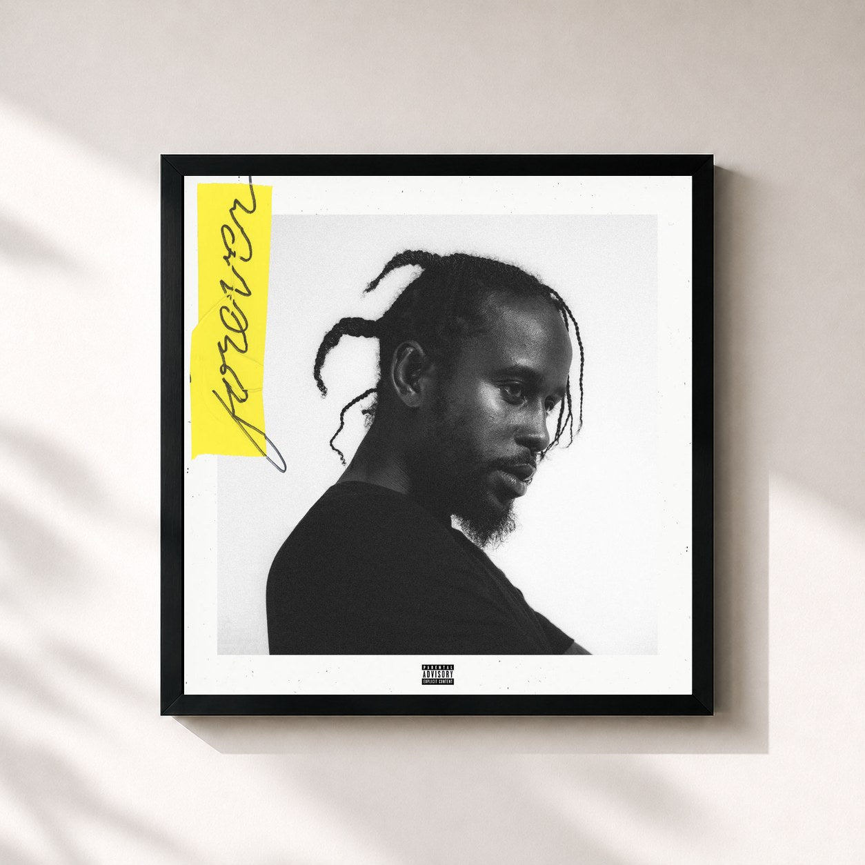 #noir Tableau carré de l'album Forever de Popcaan, cadre noir 32x32 cm