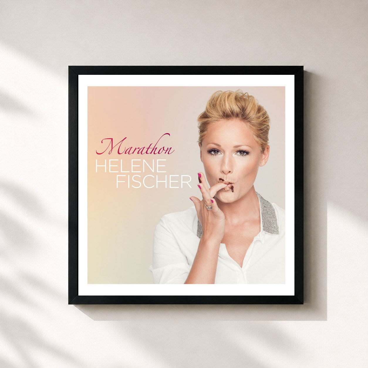#noir Tableau carré de l'album Marathon de Helene Fischer, cadre noir 32x32 cm
