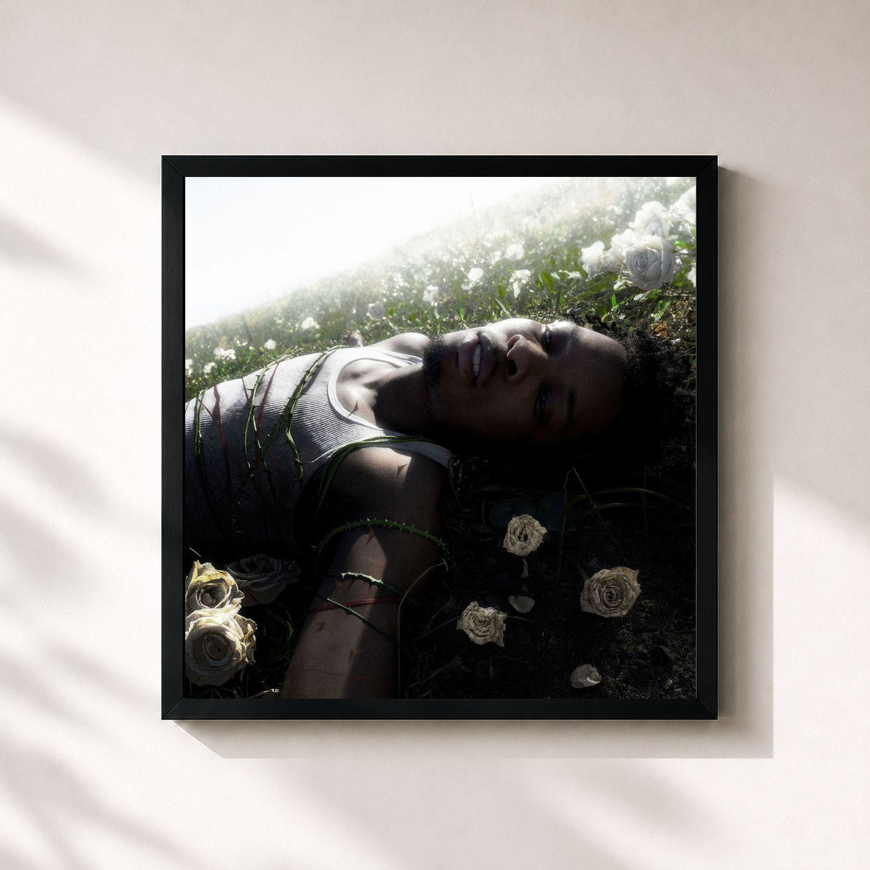 #noir Tableau carré de l'album WITHERED de d4vd, cadre noir 32x32 cm