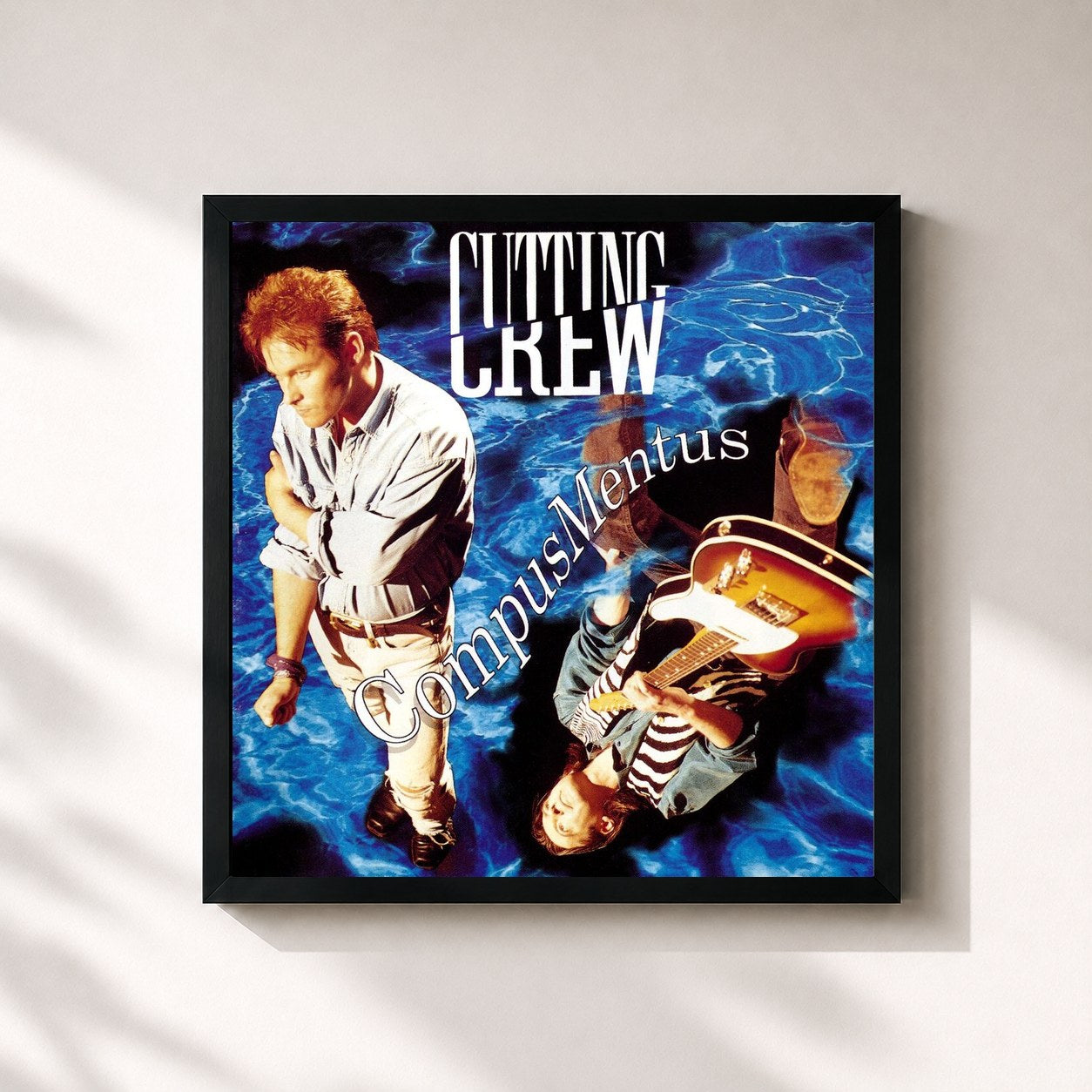 #noir Tableau carré de l'album Compus Mentus de Cutting Crew, cadre noir 32x32 cm