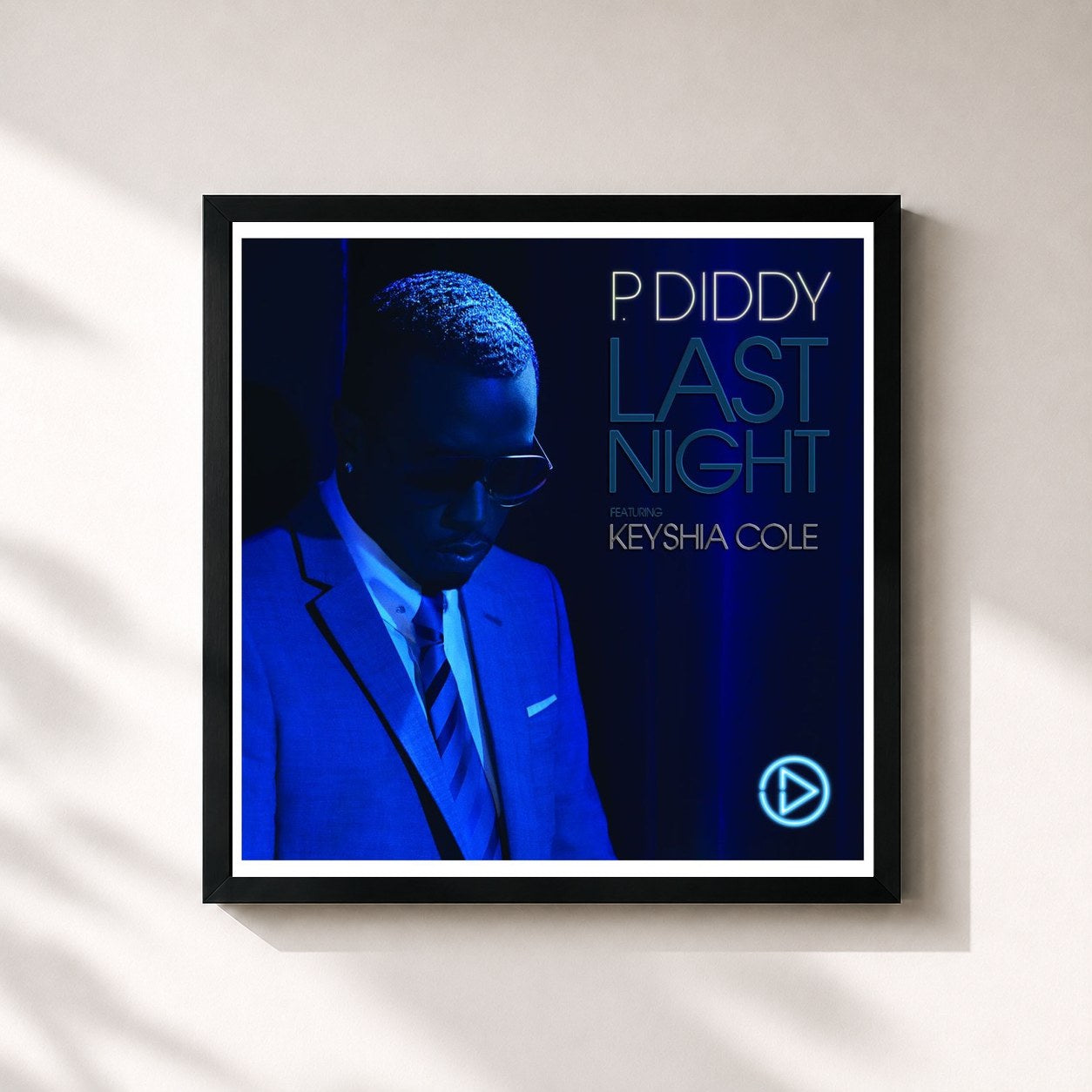#noir Tableau carré de l'album Last Night (feat. Keyshia Cole) de Diddy, cadre noir 32x32 cm