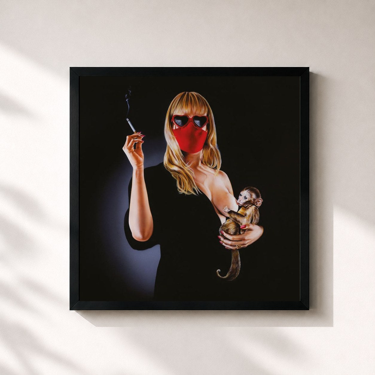 #noir Tableau carré de l'album UNA VITA IN CAPSLOCK de M¥SS KETA, cadre noir 32x32 cm