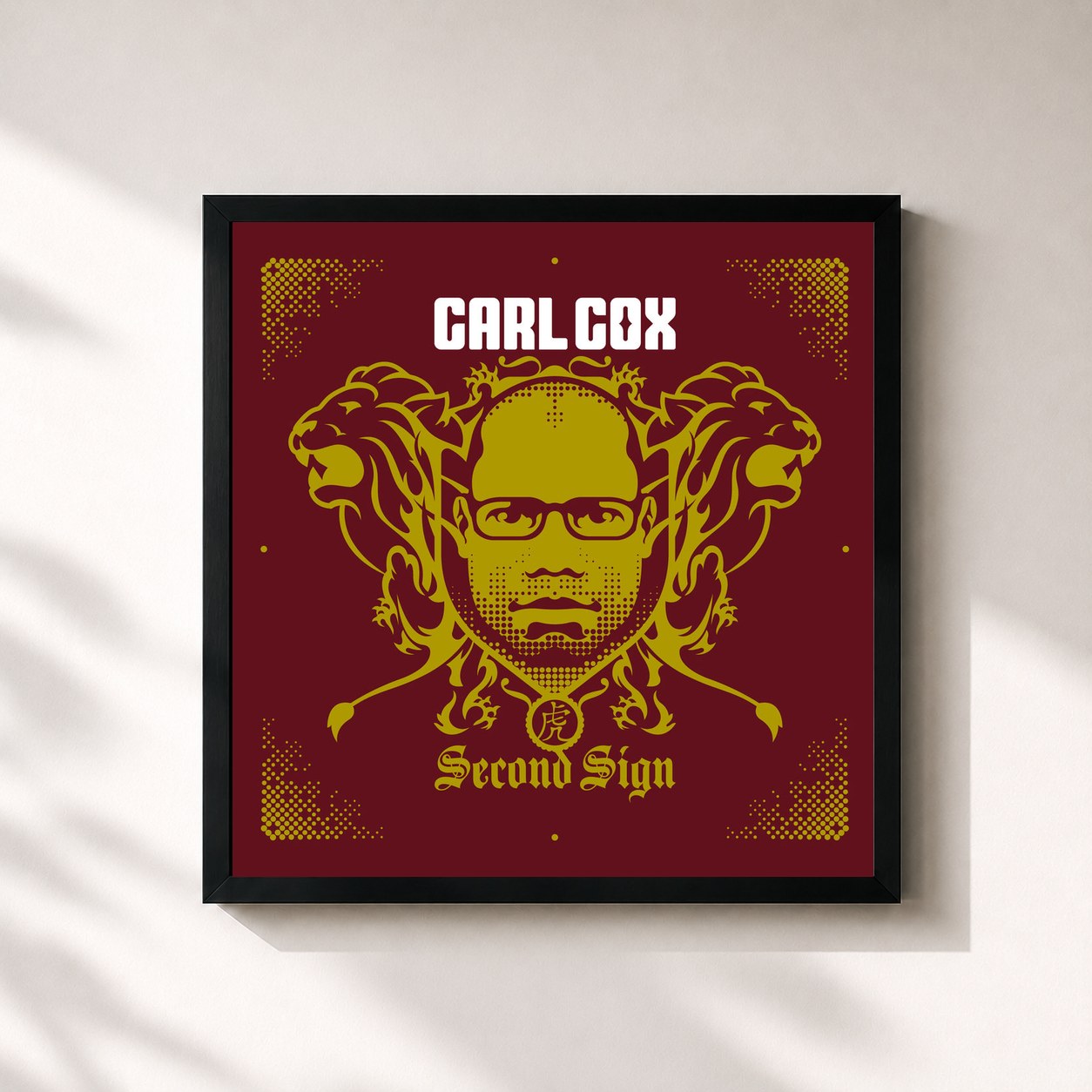 #noir Tableau carré de l'album Second Sign de Carl Cox, cadre noir 32x32 cm