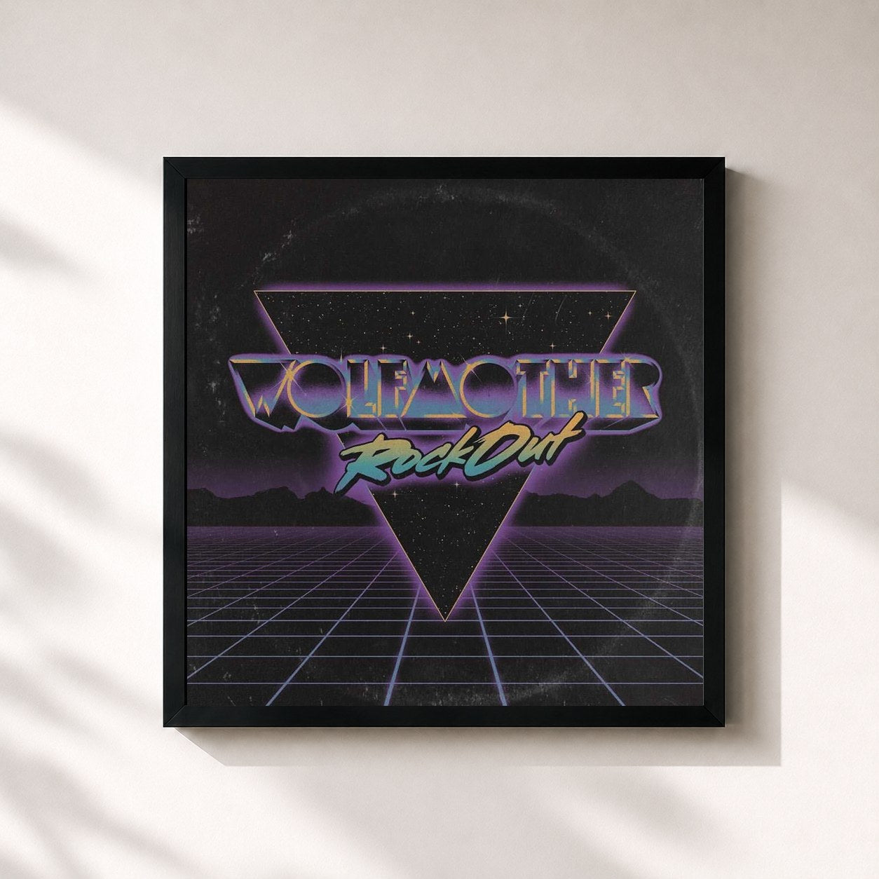 #noir Tableau carré de l'album Rock Out de Wolfmother, cadre noir 32x32 cm