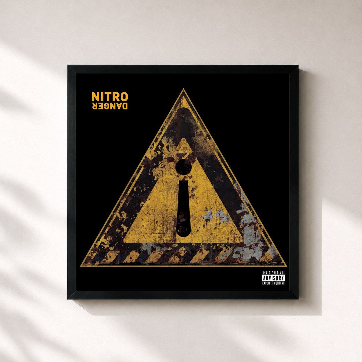 #noir Tableau carré de l'album Danger de Nitro, cadre noir 32x32 cm