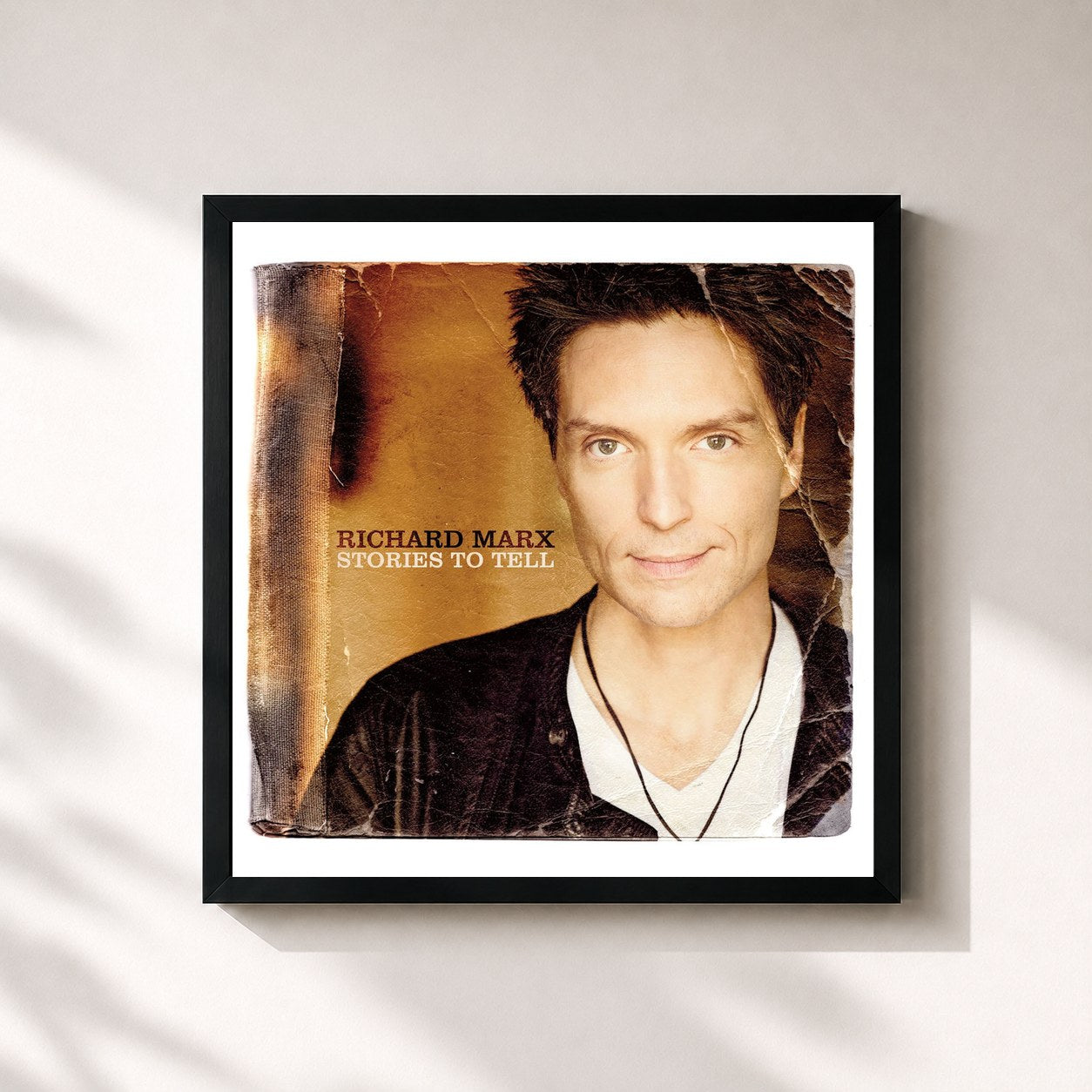 #noir Tableau carré de l'album Stories To Tell de Richard Marx, cadre noir 32x32 cm