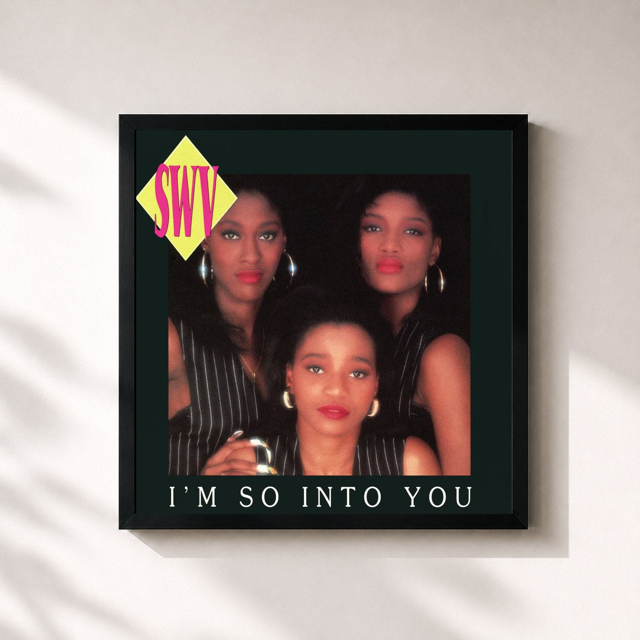 #noir Tableau carré de l'album I'm So Into You de SWV, cadre noir 32x32 cm