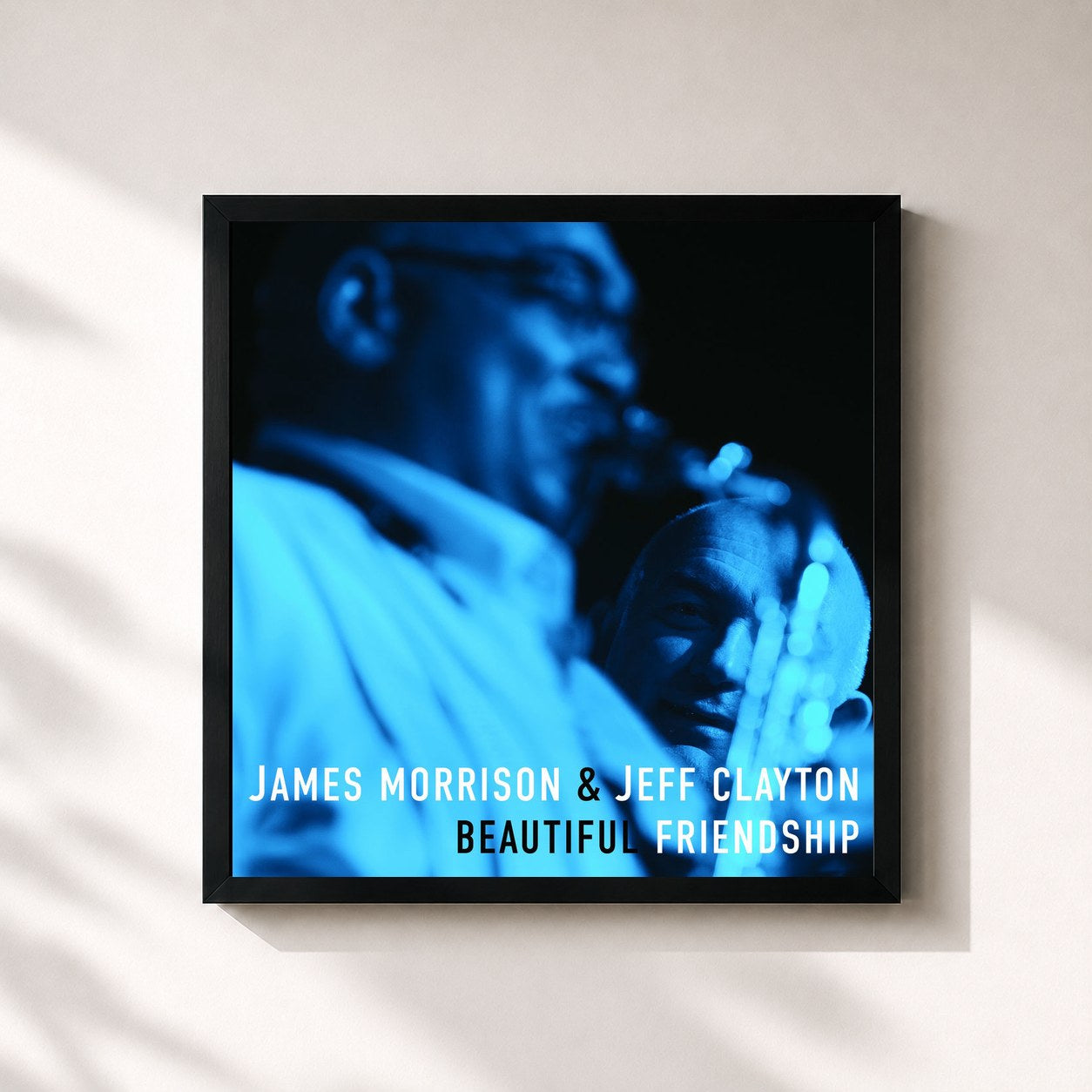 #noir Tableau carré de l'album Beautiful Friendship de James Morrison, cadre noir 32x32 cm