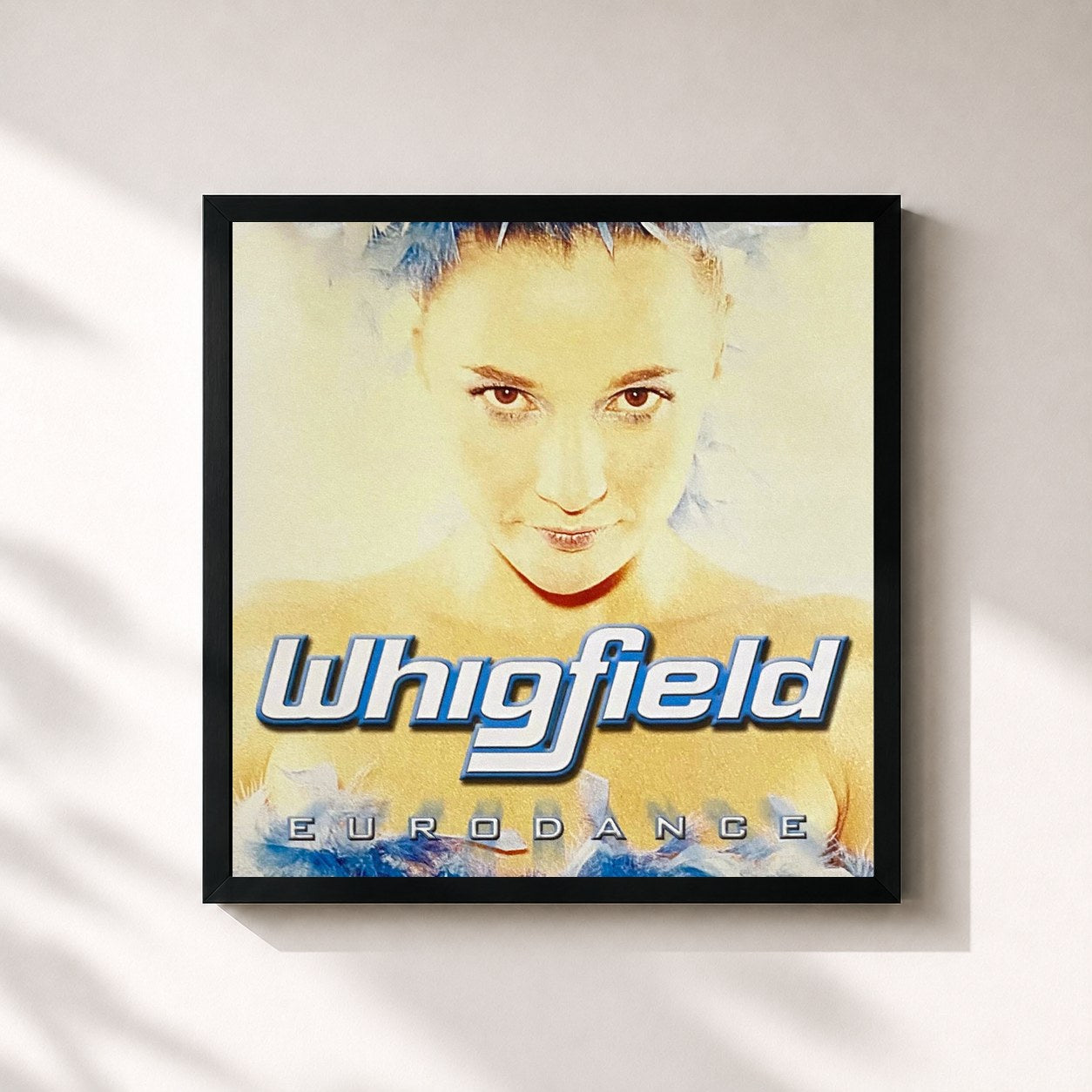 #noir Tableau carré de l'album Eurodance de Whigfield, cadre noir 32x32 cm