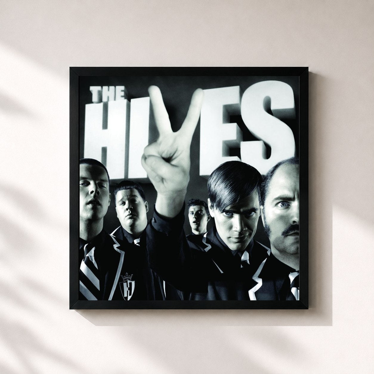 #noir Tableau carré de l'album The Black and White album de The Hives, cadre noir 32x32 cm