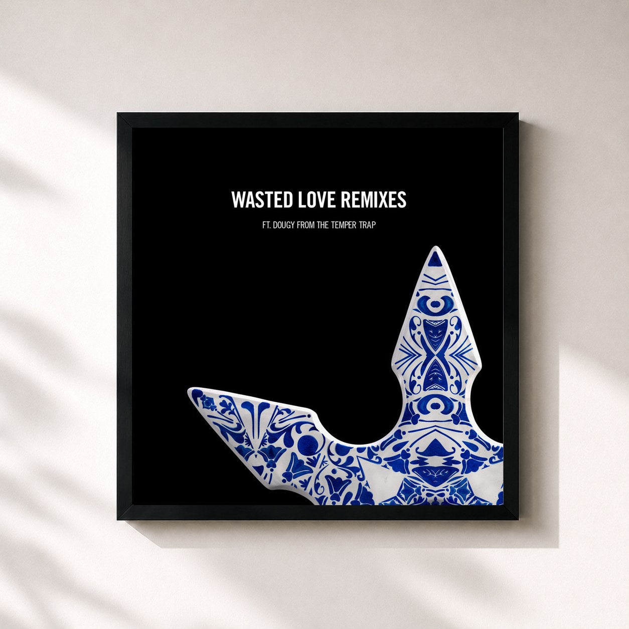 #noir Tableau carré de l'album Wasted Love Remixes (feat. Dougy) de Steve Angello, cadre noir 32x32 cm