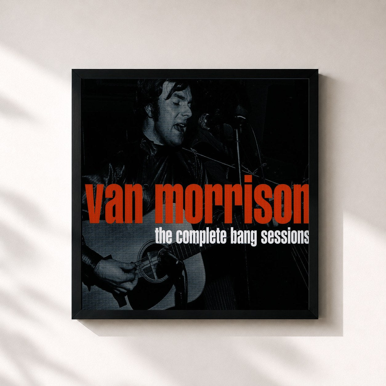 #noir Tableau carré de l'album The Complete Bang Sessions de Van Morrison, cadre noir 32x32 cm