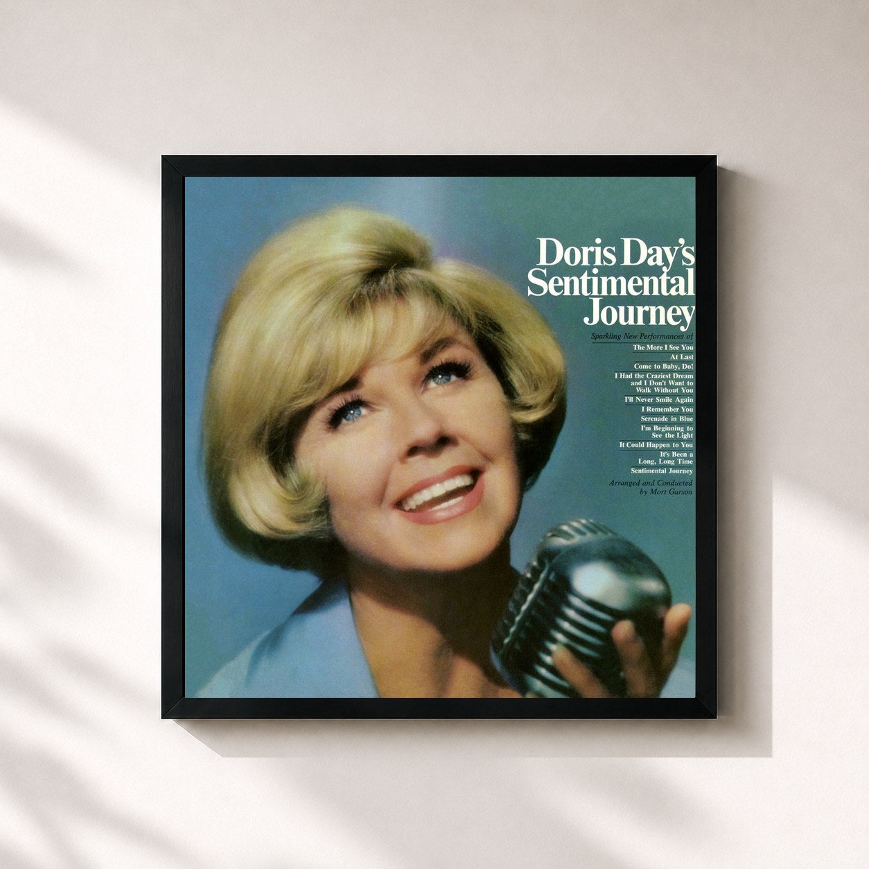 #noir Tableau carré de l'album Sentimental Journey de Doris Day, cadre noir 32x32 cm