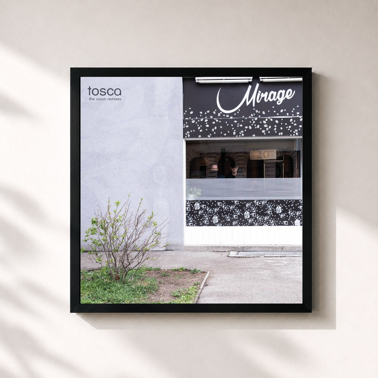 #noir Tableau carré de l'album Mirage (The Osam Remixes) de Tosca, cadre noir 32x32 cm