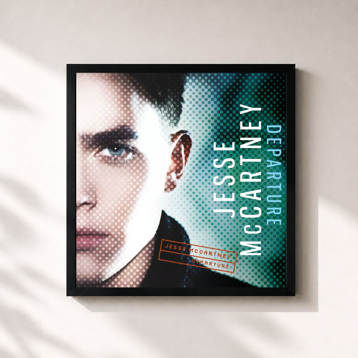 #noir Tableau carré de l'album Departure de Jesse McCartney, cadre noir 32x32 cm