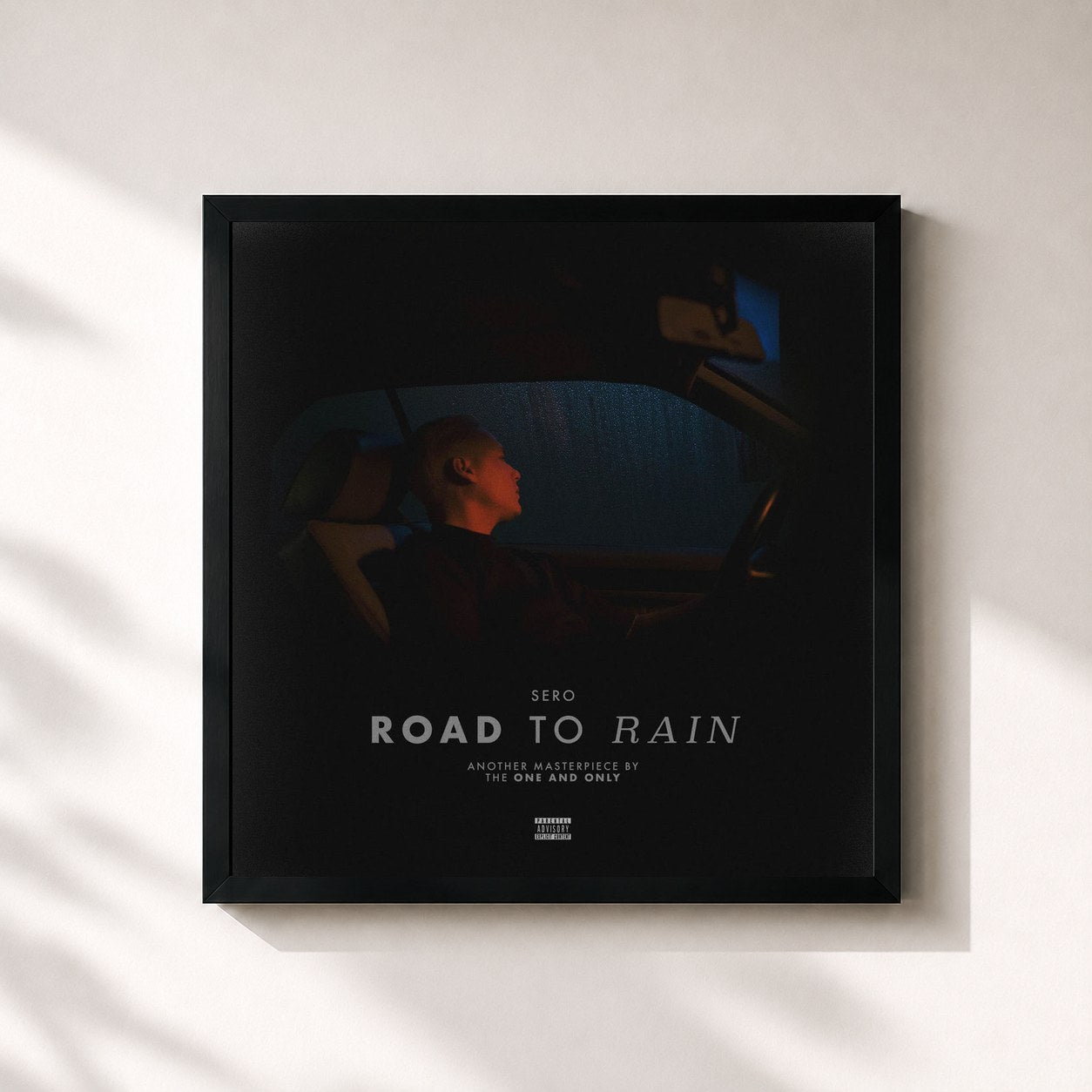 #noir Tableau carré de l'album road to rain de Sero, cadre noir 32x32 cm