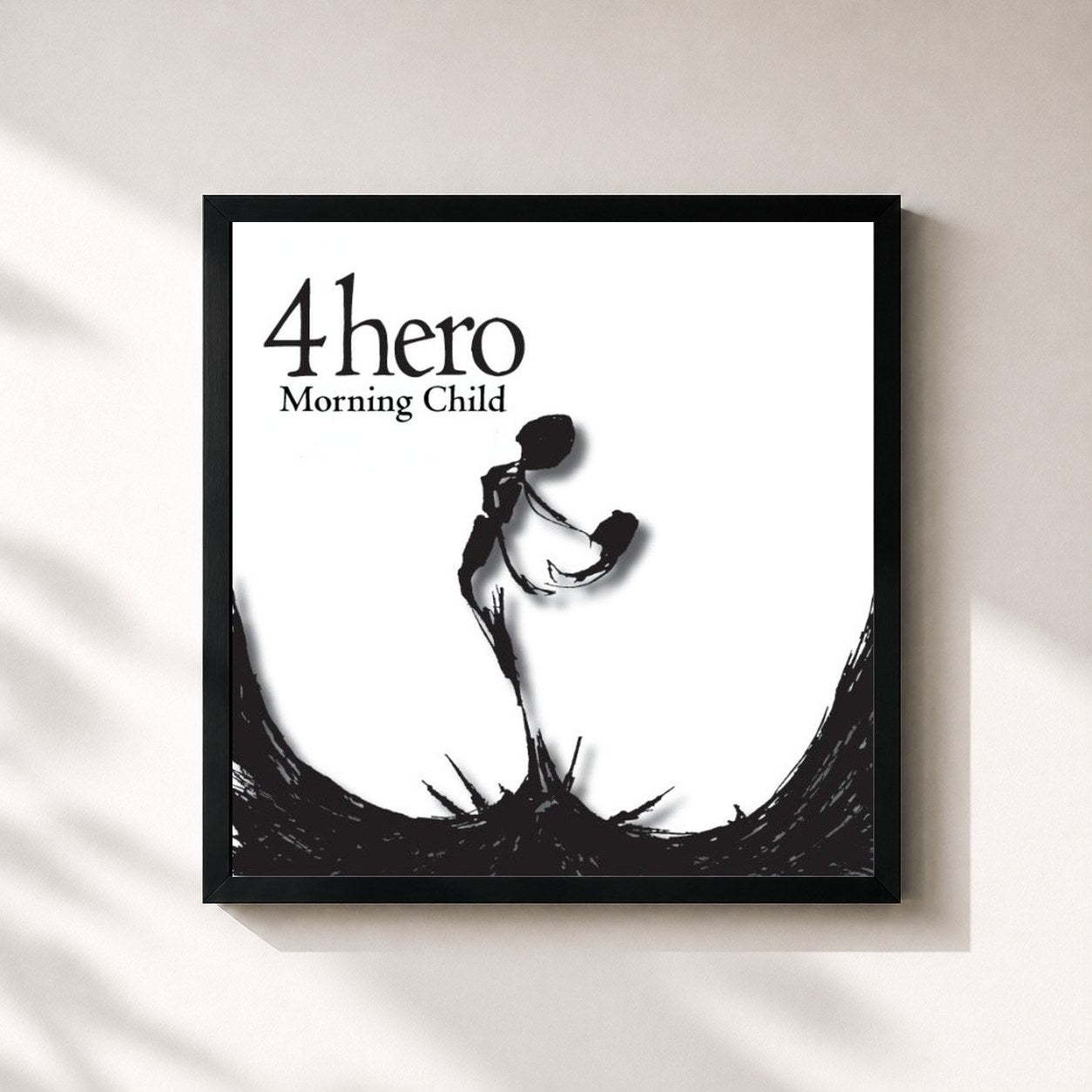 #noir Tableau carré de l'album Morning Child de 4hero, cadre noir 32x32 cm