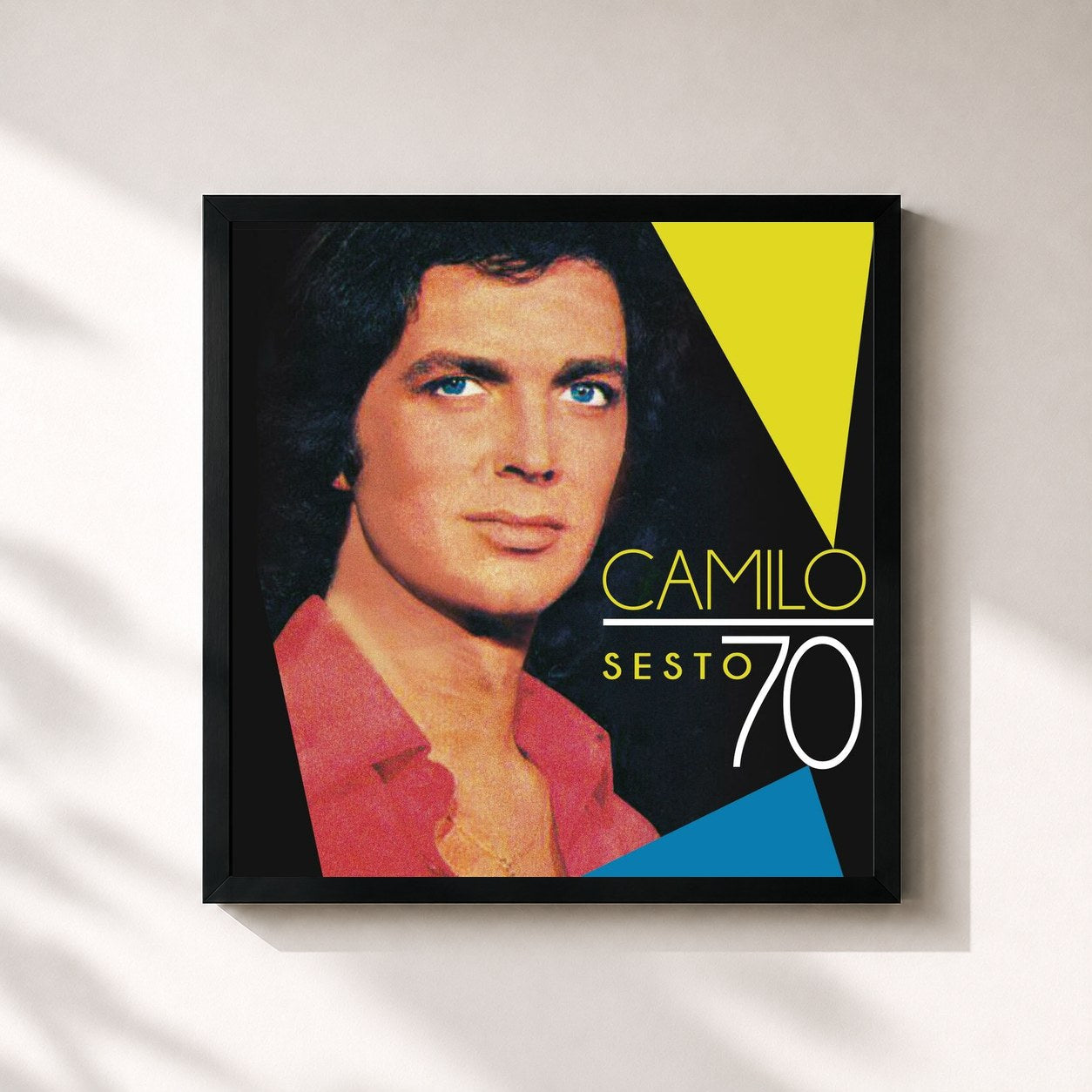 #noir Tableau carré de l'album Camilo 70 de Camilo Sesto, cadre noir 32x32 cm