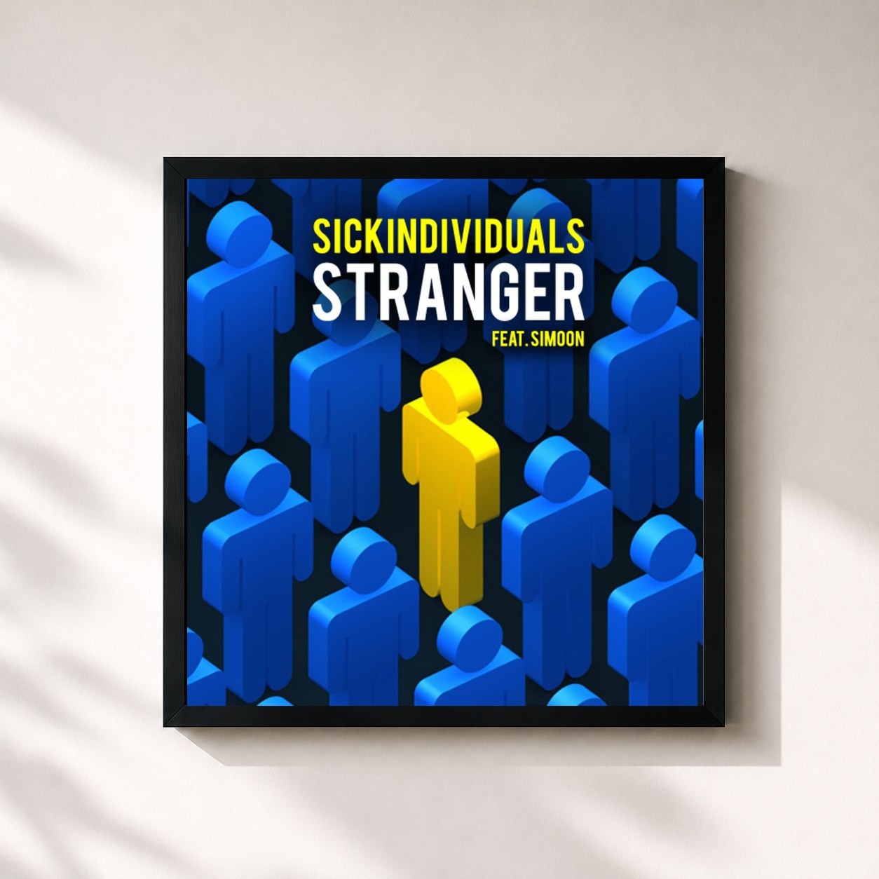 #noir Tableau carré de l'album Stranger de Sick Individuals, cadre noir 32x32 cm