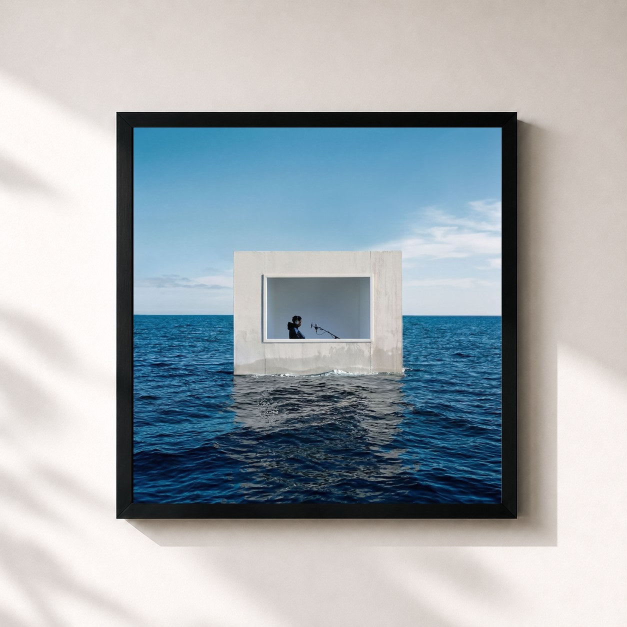 #noir Tableau carré de l'album Offshore de So La Lune, cadre noir 32x32 cm