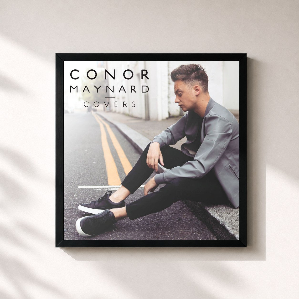#noir Tableau carré de l'album Covers de Conor Maynard, cadre noir 32x32 cm
