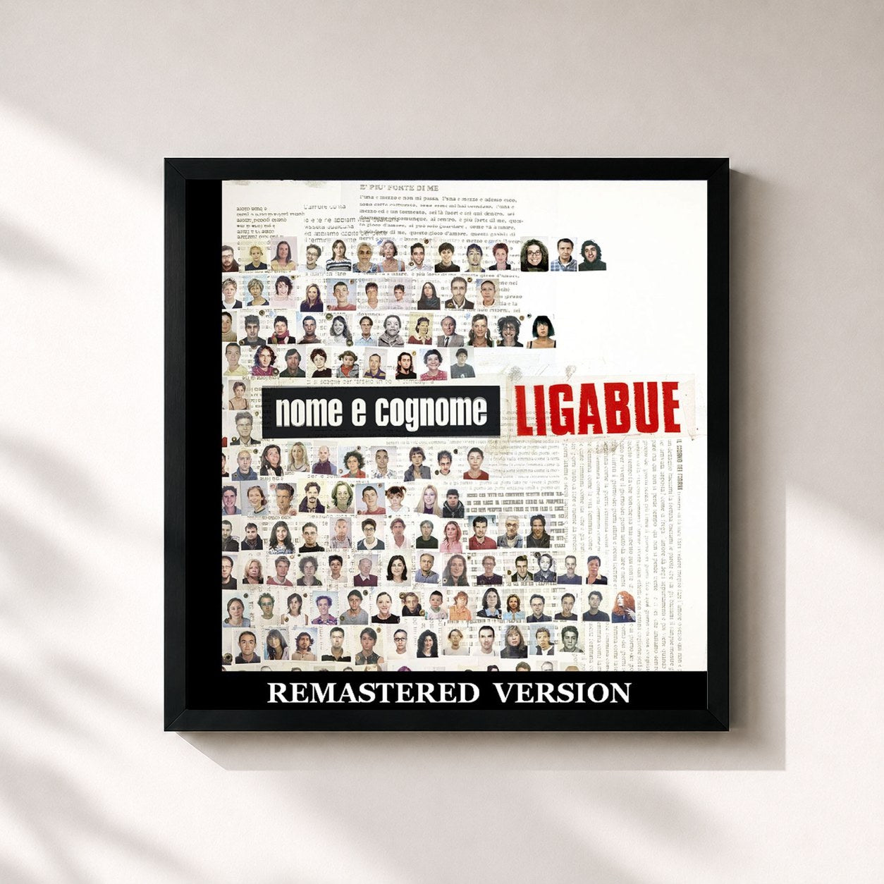 #noir Tableau carré de l'album Nome e cognome [Remastered Version] de Ligabue, cadre noir 32x32 cm