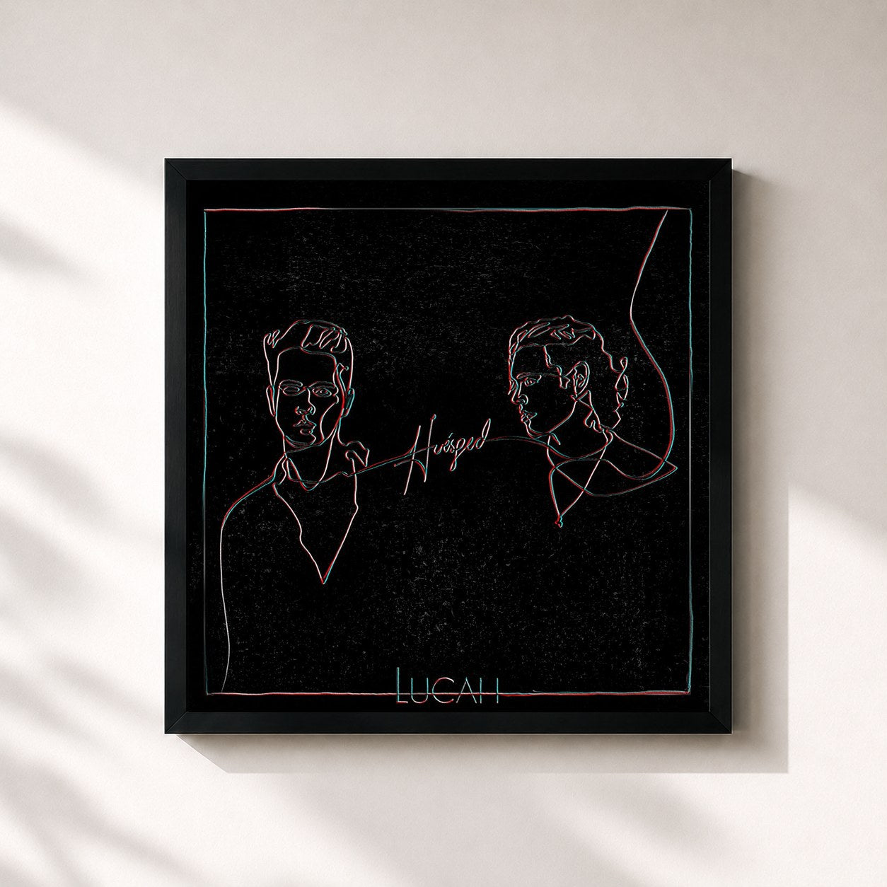 #noir Tableau carré de l'album Huésped de Lucah, cadre noir 32x32 cm