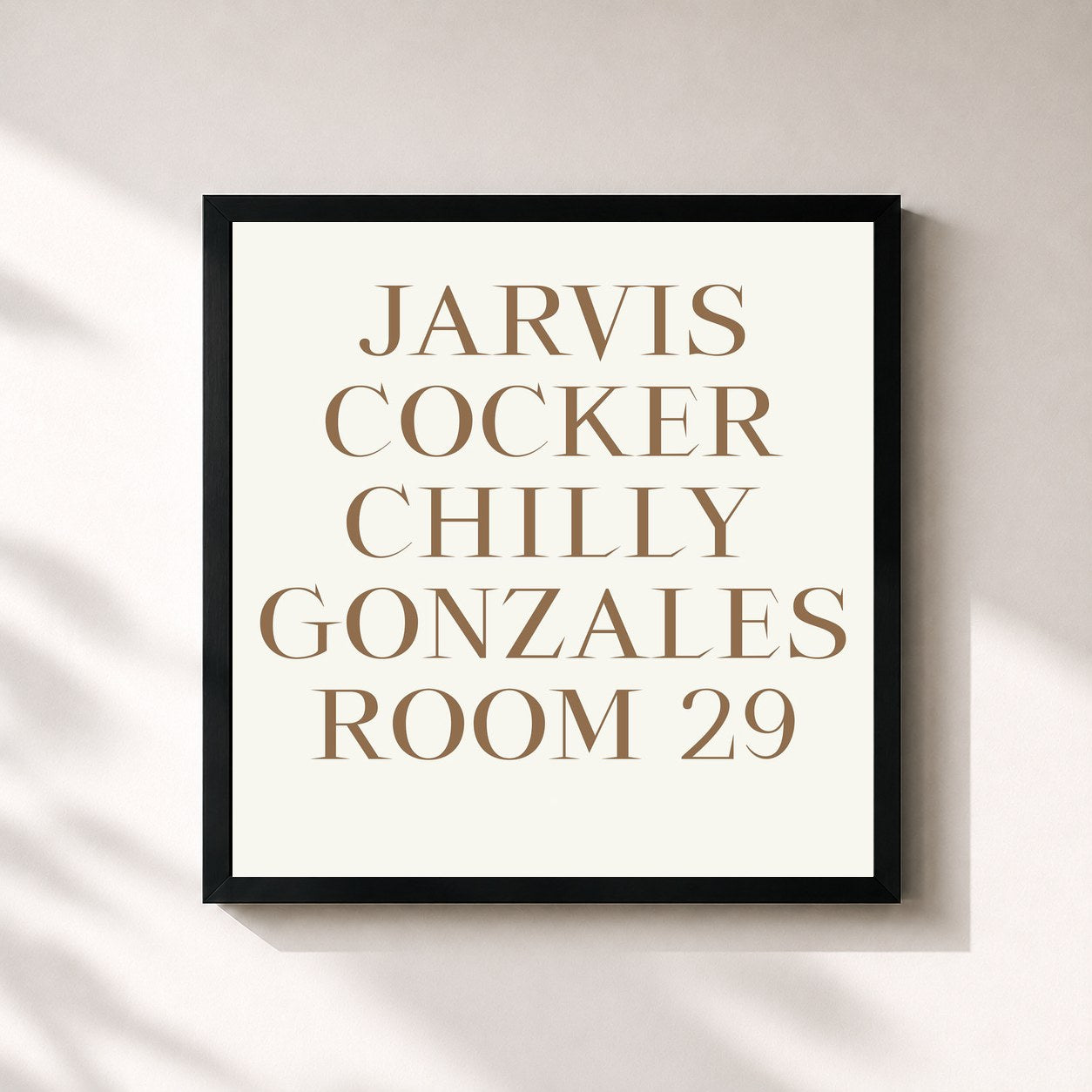 #noir Tableau carré de l'album Room 29 de Chilly Gonzales, cadre noir 32x32 cm