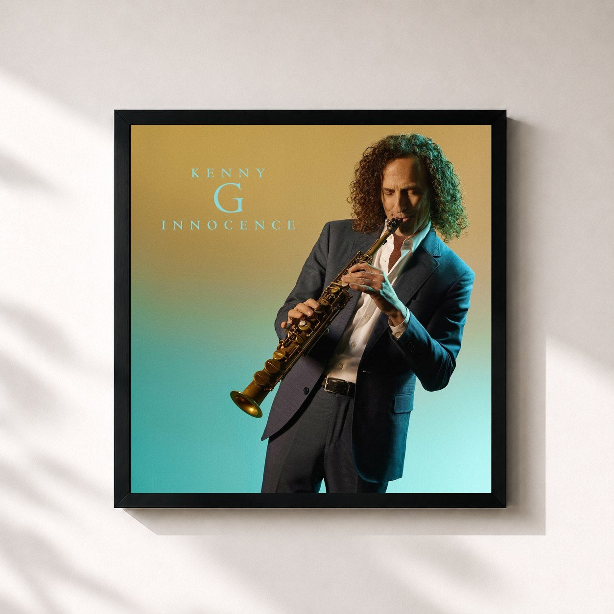 #noir Tableau carré de l'album Innocence de Kenny G, cadre noir 32x32 cm