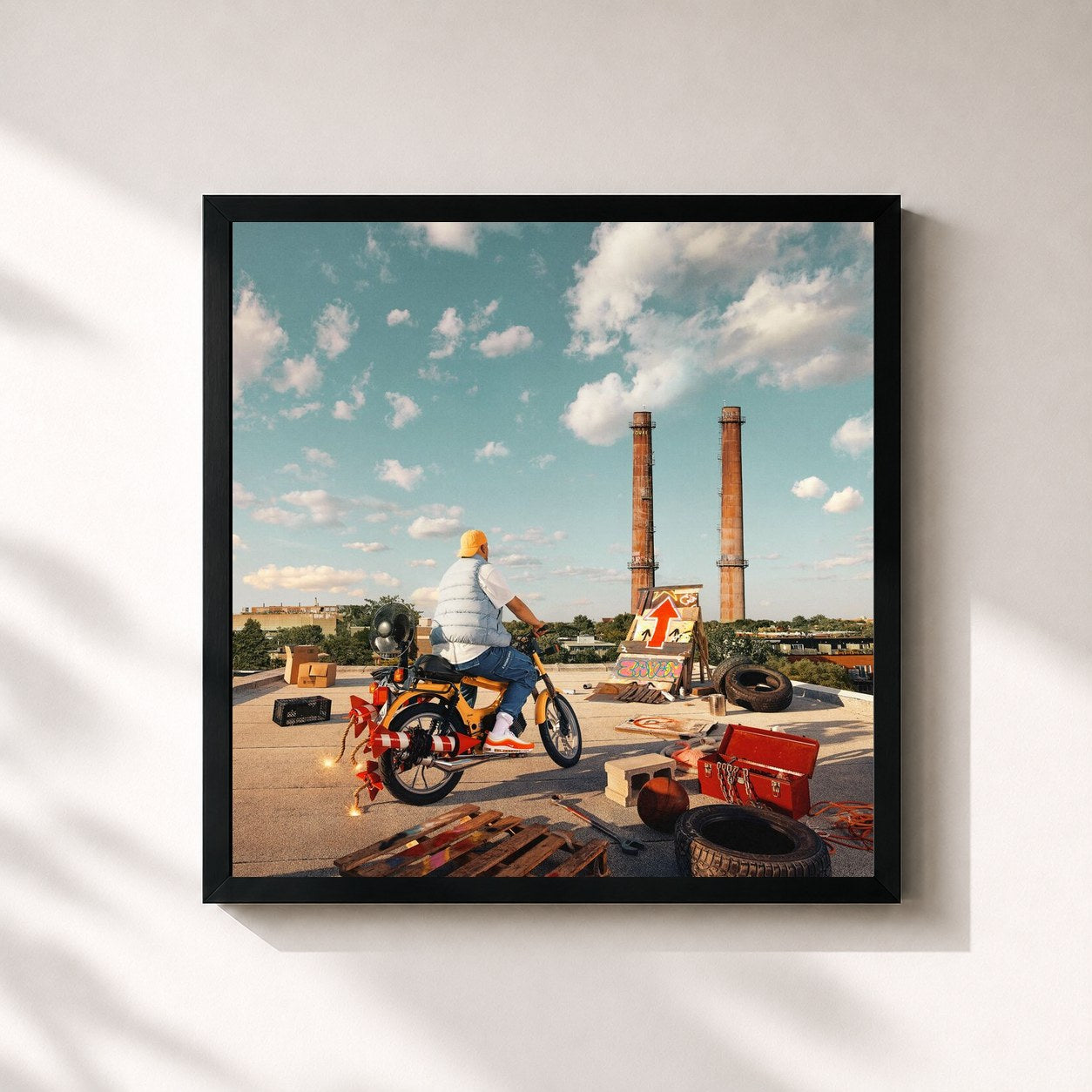 #noir Tableau carré de l'album Zayon de FouKi, cadre noir 32x32 cm