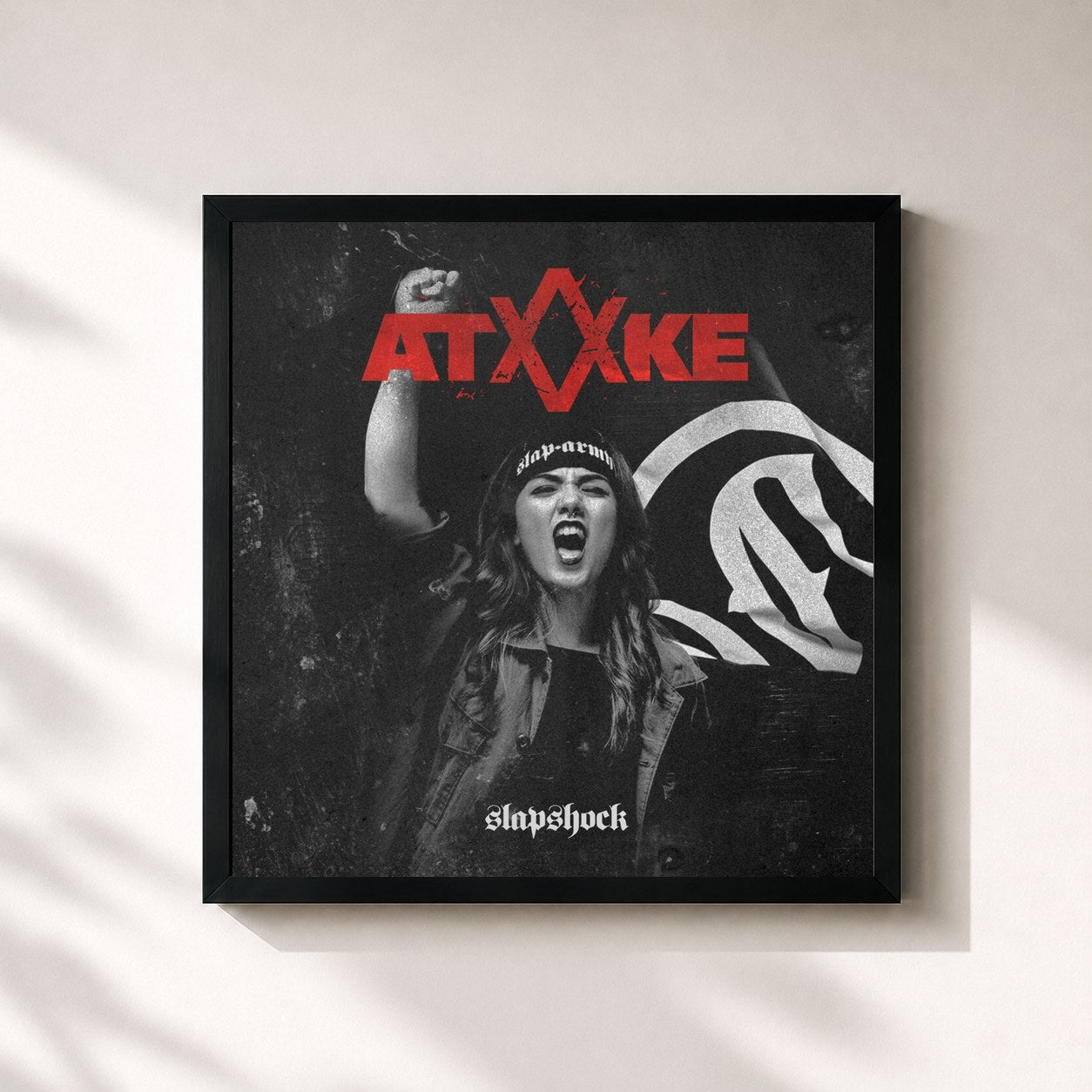 #noir Tableau carré de l'album Atake de Slapshock, cadre noir 32x32 cm